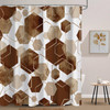 72"W x 72"H Brown White Hexagonal Pattern Polyester Shower Curtain