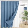 72"W x 78"H Blue Waffle Textured 3 in 1 Shower Curtain Set