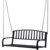 Modern Farmhouse Antique Black 2-Person Metal Outdoor Hanging Porch Swing
