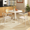 Round Solid Wood Kitchen Dining Table in White Farmhouse Wooden Finish