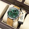 POEDAGAR Luxury Man Watch Quartz Waterproof Luminous Date Chronograph Leather Men Wristwatch Milita
