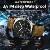 POEDAGAR Luxury Military Watch For Men Waterproof Luminous Leather Man Watch Quartz High Quality Me
