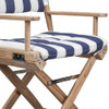 23" Blue and White and Natural Wood Solid Wood Indoor Outdoor Director Chair with Blue and White Cu