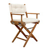 Ivory And Brown Solid Wood Director Chair With Ivory Cushion