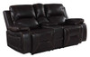 77" Brown Faux Leather Manual Reclining Love Seat With Storage