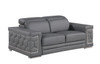 71" Gray And Silver Genuine Leather Loveseat