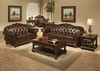 70" Espresso Faux Leather And Black Nailhead Love Seat