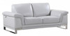 73" Light Gray And Silver Genuine Leather Loveseat