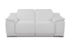 72" White And Silver Italian Leather Power Reclining Loveseat