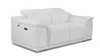 72" White And Silver Italian Leather Power Reclining Loveseat