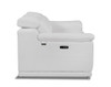 72" White And Silver Italian Leather Power Reclining Loveseat