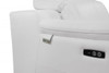 72" White And Silver Italian Leather Power Reclining Loveseat