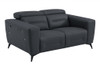 65" Gray And Black Italian Leather Power Reclining Loveseat