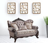 70" Pink And Brown Loveseat and Toss Pillows
