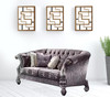 76" Purple And Platinum Velvet Loveseat and Toss Pillows