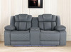 75" Light Gray Faux Leather Power Reclining Loveseat With Storage