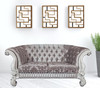 76" Ivory And Off White Velvet Loveseat and Toss Pillows