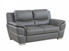69" Gray And Silver Faux Leather Love Seat
