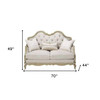 70" Silver And Platinum Faux Leather Loveseat and Toss Pillows