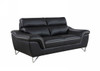 69" Black And Silver Faux Leather Love Seat