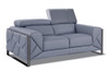 75" Light Blue And Black Italian Leather Loveseat
