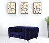 72" Blue And Silver Velvet Loveseat