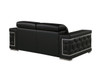 71" Black And Silver Genuine Leather Loveseat