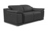 72" Gray And Silver Italian Leather Power Reclining Loveseat