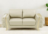 72" Beige And Gold Genuine Leather Loveseat