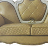 70" Golden Yellow And Pearl Faux Leather Loveseat and Toss Pillows