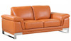 73" Camel And Silver Genuine Leather Loveseat