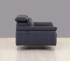 71" Navy Blue And Silver Genuine Leather Loveseat