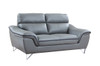 69" Gray And Silver Faux Leather Love Seat