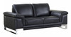 73" Black And Silver Genuine Leather Love Seat