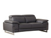 71" Dark Gray And Silver Genuine Leather Loveseat