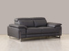 71" Dark Gray And Silver Genuine Leather Loveseat