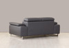 71" Dark Gray And Silver Genuine Leather Loveseat
