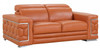 71" Camel And Silver Genuine Leather Love Seat