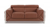 75" Camel And Silver Italian Leather Loveseat