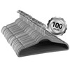100 Piece Set of Velvet Slim Profile Heavy Duty Felt Hangers with Stainless Steel Swivel Hooks in G