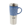 Mr. Coffee Travertine 16 Ounce Stoneware and Stainless Steel Travel Mug With Lid in Blue