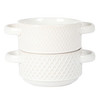 Gibson Elite Earlhart 2 Piece 6 Inch Ribbed Stoneware Soup Bowl Set with Handles in White