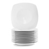 Elama 12 Piece Square Porcelain Large Dinner Plates in White