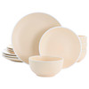 Spice by Tia Mowry Creamy Tahini 12 Piece Stoneware Dinnerware Set in Matte Orange