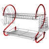 MegaChef 16 Inch Two Shelf Iron Wire Dish Rack in Red