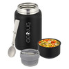 Brentwood GEOJUG 17oz Insulated Stainless Steel Food Jar in Black with Bowl and Folding Spoon