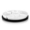 Gibson Elite Gracious Dining 6 Piece Stoneware Sectional Serving Set with Revolving Wood Tray