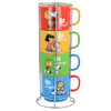 Gibson Peanuts Classic Gentle Reminders Collection 4 Piece Stoneware Stackable Mug Set with Metal S