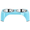 Gibson Home Bow Wow Meow 3 Piece Elevated Pet Bowl Dinner Set in Teal