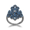 Victoria 1.23ct Sapphire CZ Hematite Filigree Cocktail Ring